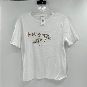 KULE Women's The Modern Holiday T-Shirt - White Multi - XS - New with tags